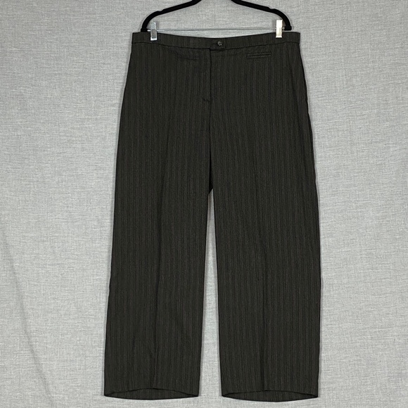 Lindor Pinstripe Dress Pants Sz 18 Charcoal Grey Wide Leg Pinstriped - Picture 3 of 8